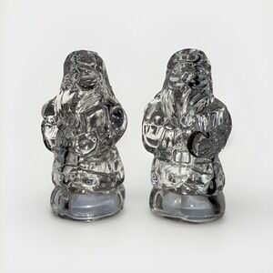 Set of 2 Crystal Santa Clause Salt and Pepper Shakers Gorham Made in Germany EUC
